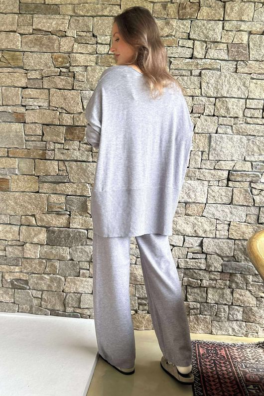 Elbury Twist & Bloom Luxury Knit Co Ord Set Grey Marl